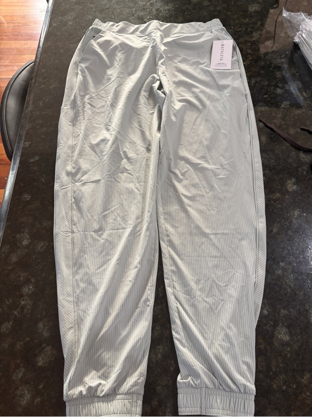 WOMEN’s Light Green Pinstripe Jogger Pants 14 Tall